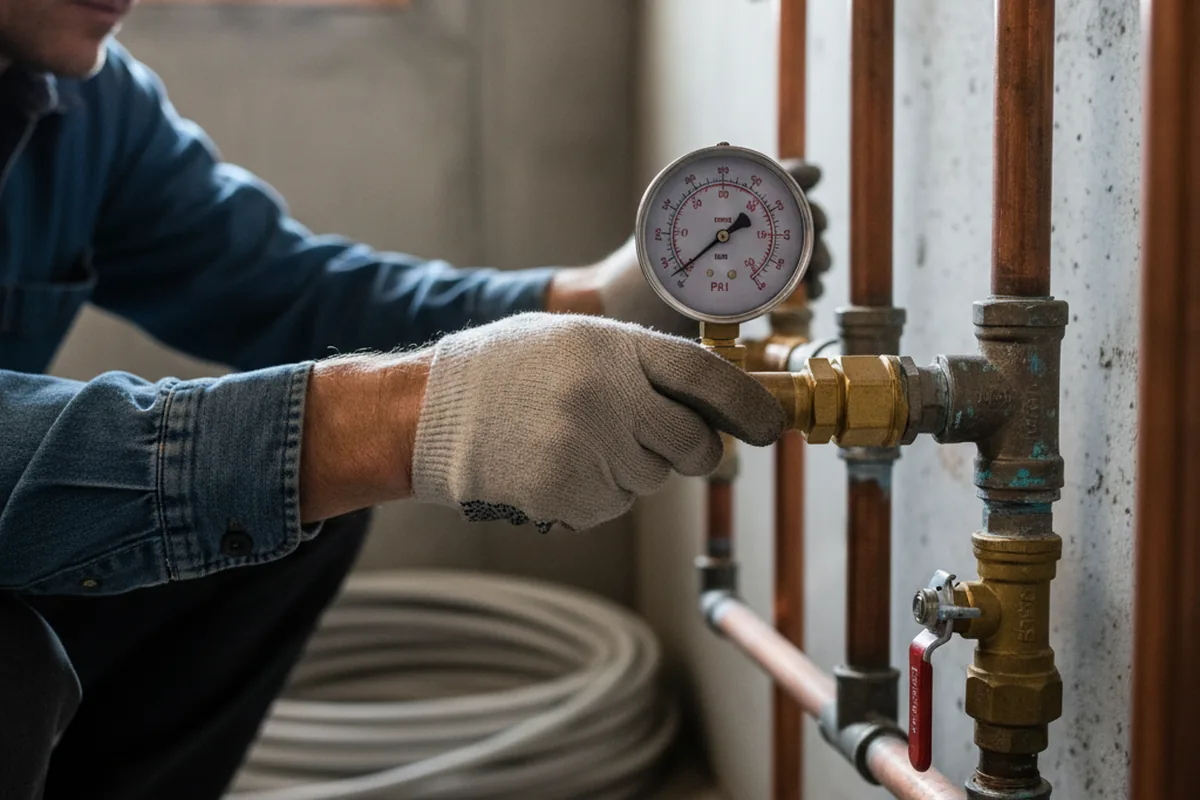 Pressure testing a repaired line during Water Line Repair in Vero Beach